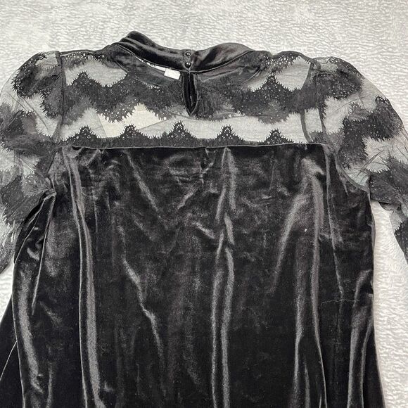 Junarose Women’s Lace And Velvet Dress Medium Black Lolita Goth Dark Romantic - Picture 10 of 11